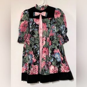 Vintage 80’s Floral and Velvet Dress